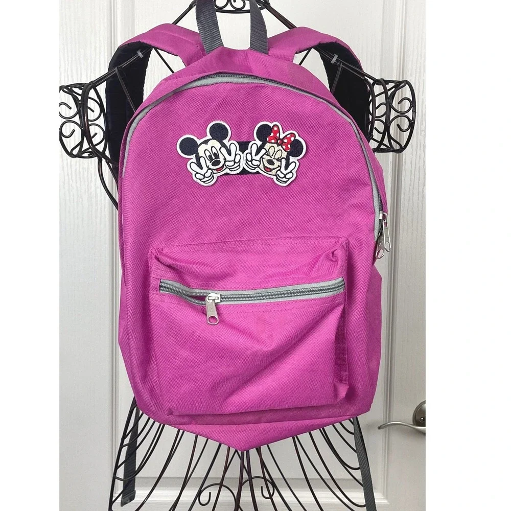 Disney Mickey Minnie Mouse Disney Pink Backpack Kids School Bag Travel Bookbag